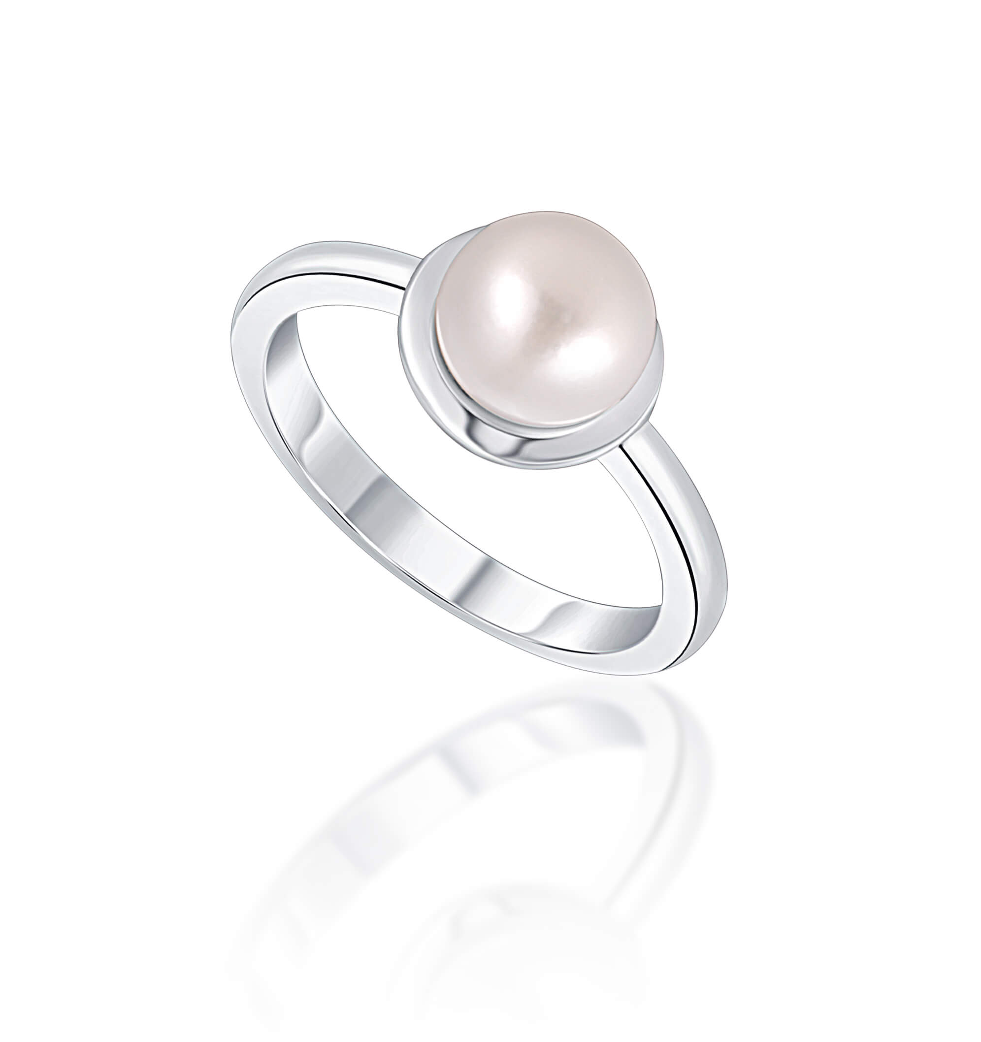 JwL Luxury Pearls Nežný strieborný prsteň s pravou bielou perlou JL0677 54 mm