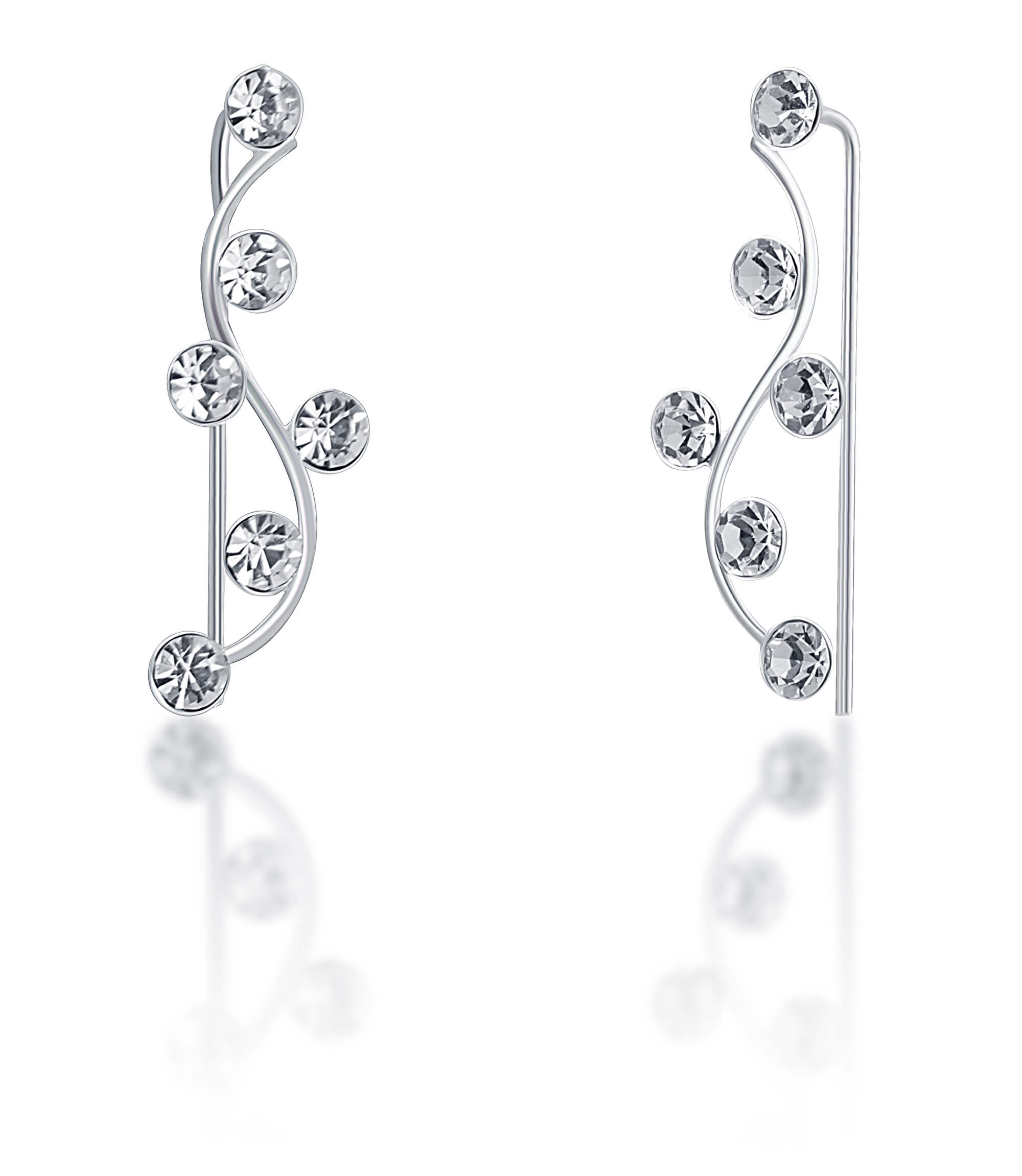 JwL Luxury Pearls Podélné třpytivé náušnice s krystaly JL0690