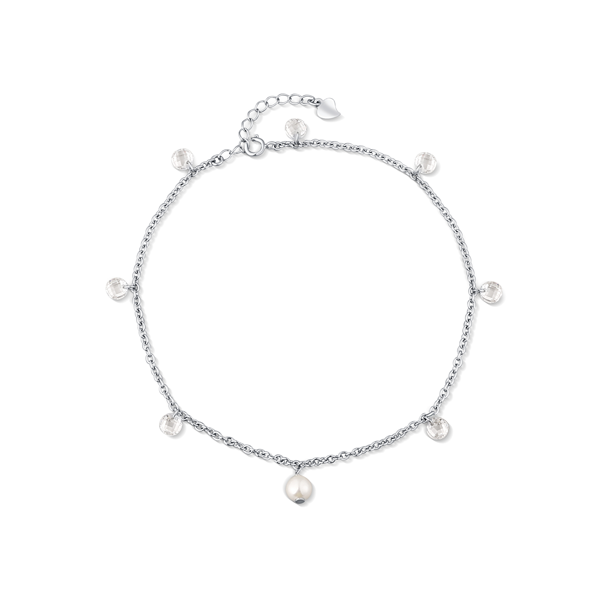JwL Luxury Pearls Oslnivý stříbrný nákotník s perlou a krystaly JL0805