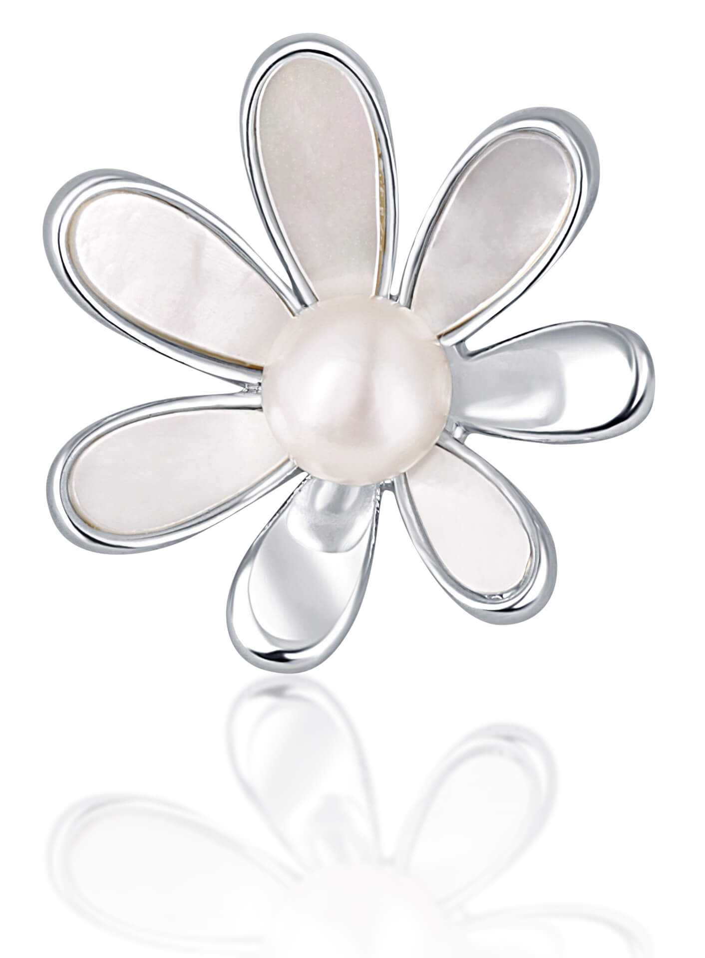 JwL Luxury Pearls Perlová brož 2v1 s pravou bílou perlou a perletí JL0660