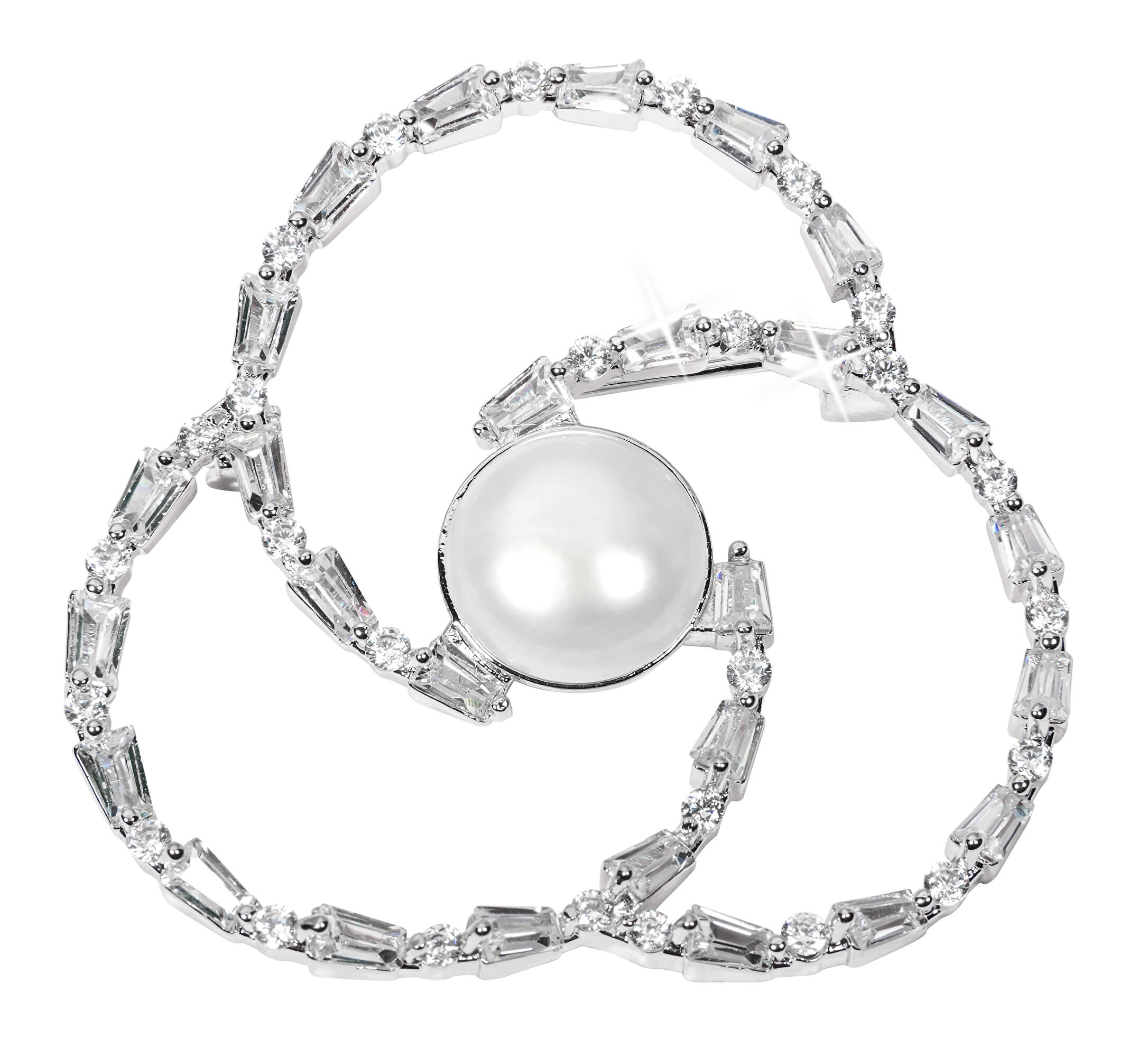 JwL Luxury Pearls Perlová brož trojlístek s krystaly JL0519