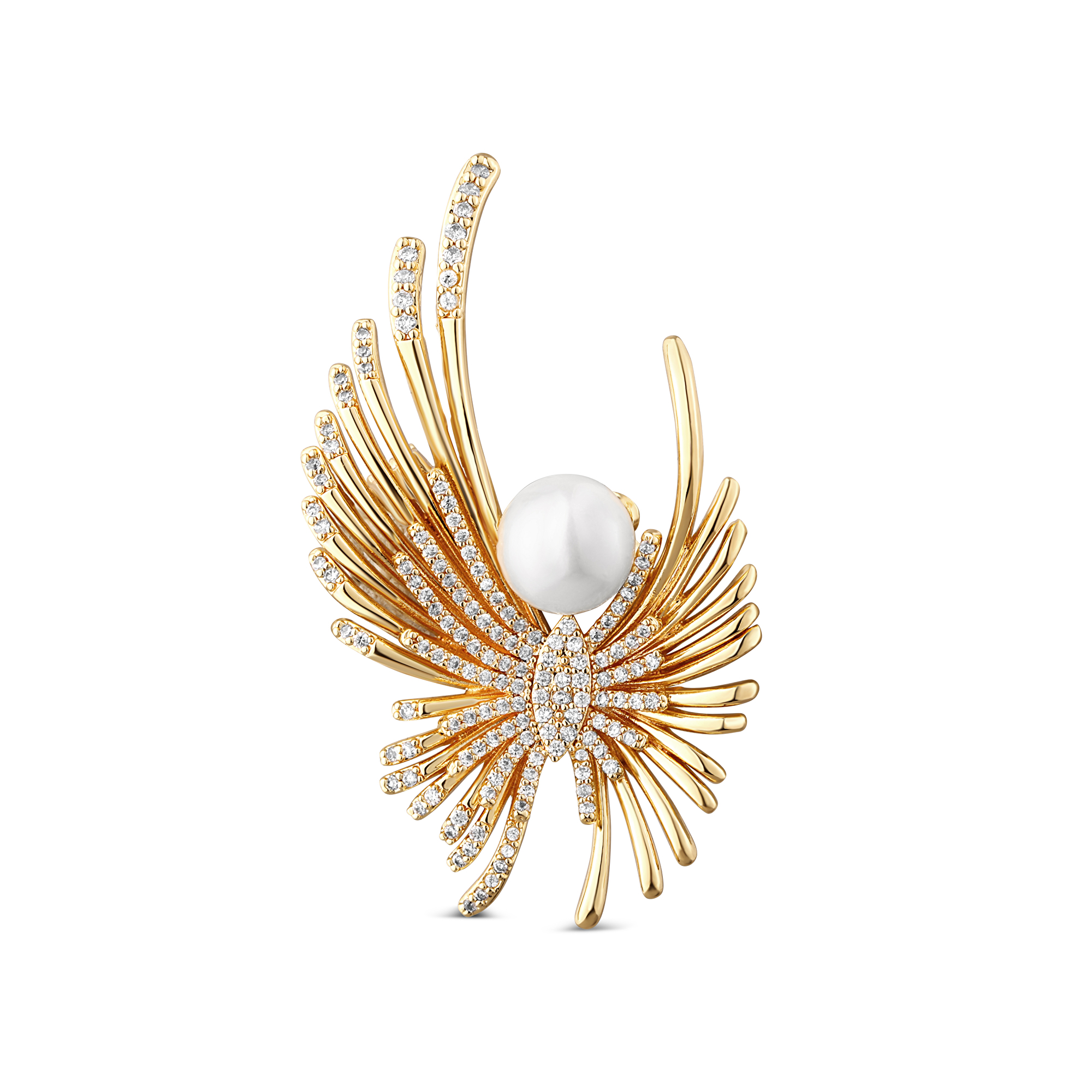 JwL Luxury Pearls Pozlátená brošňa anjel s perlou a kryštálmi JL0822