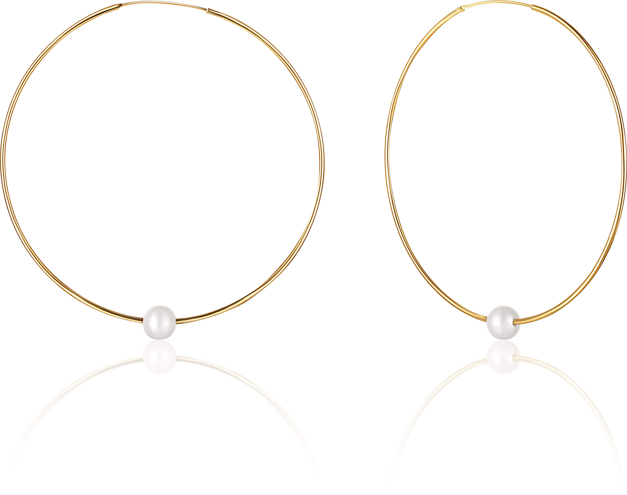 JwL Luxury Pearls Pozlacené náušnice kruhy s pravými bílými perlami JL0639
