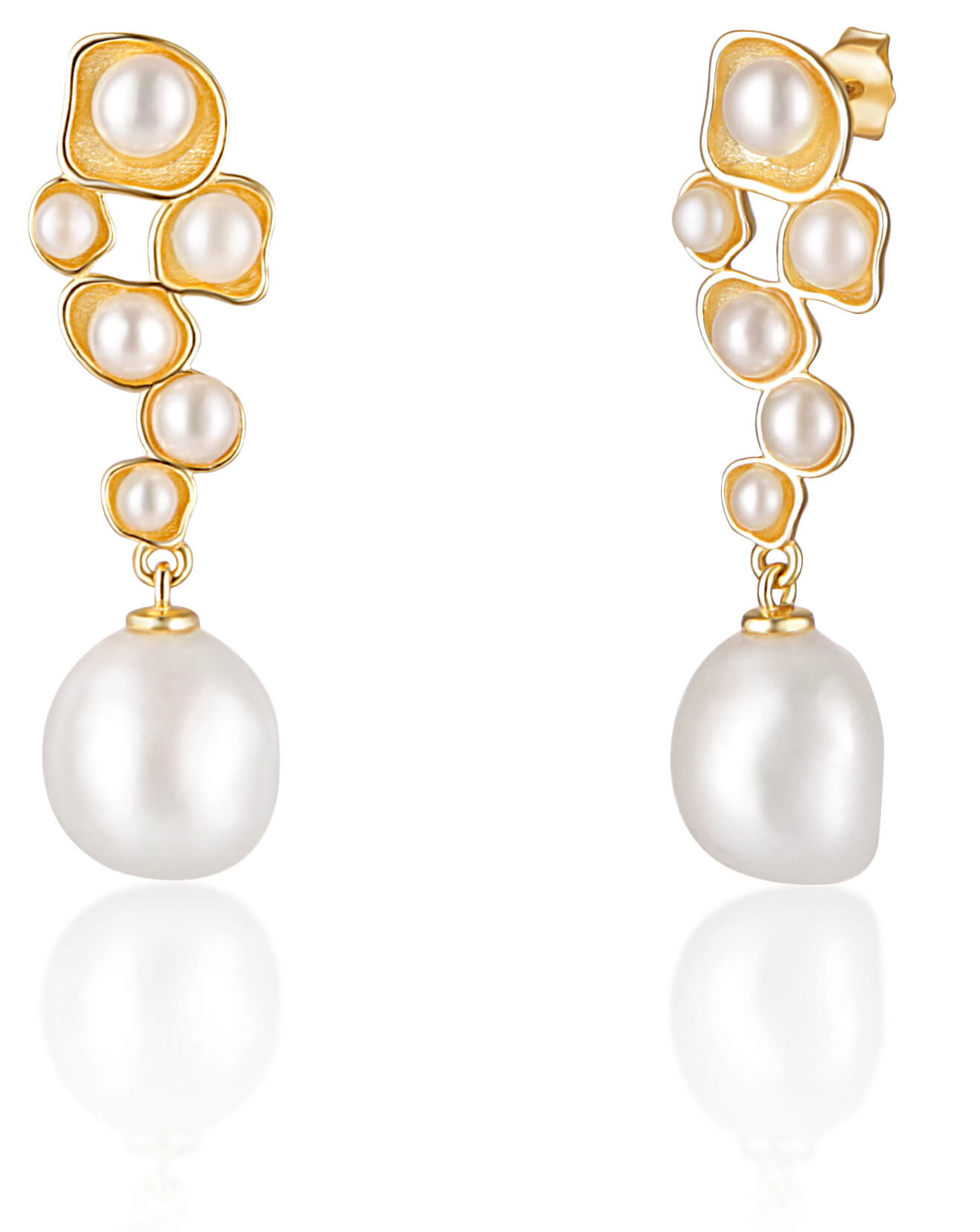 Levně JwL Luxury Pearls Pozlacené perlové náušnice JL0655