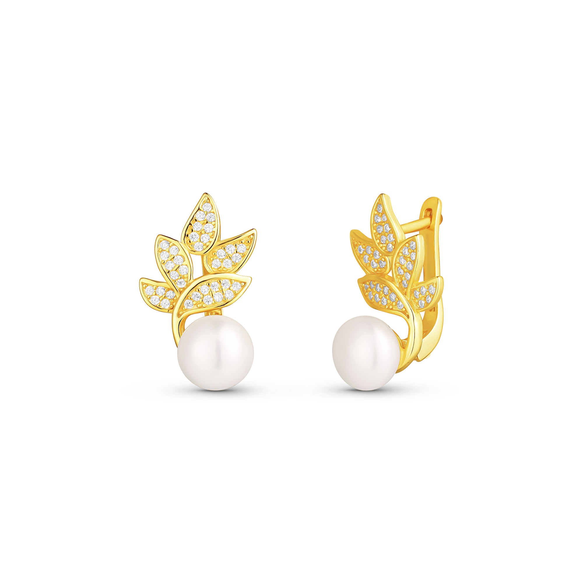 JwL Luxury Pearls Prekrásne pozlátené náušnice s pravými perlami a zirkónmi JL0827