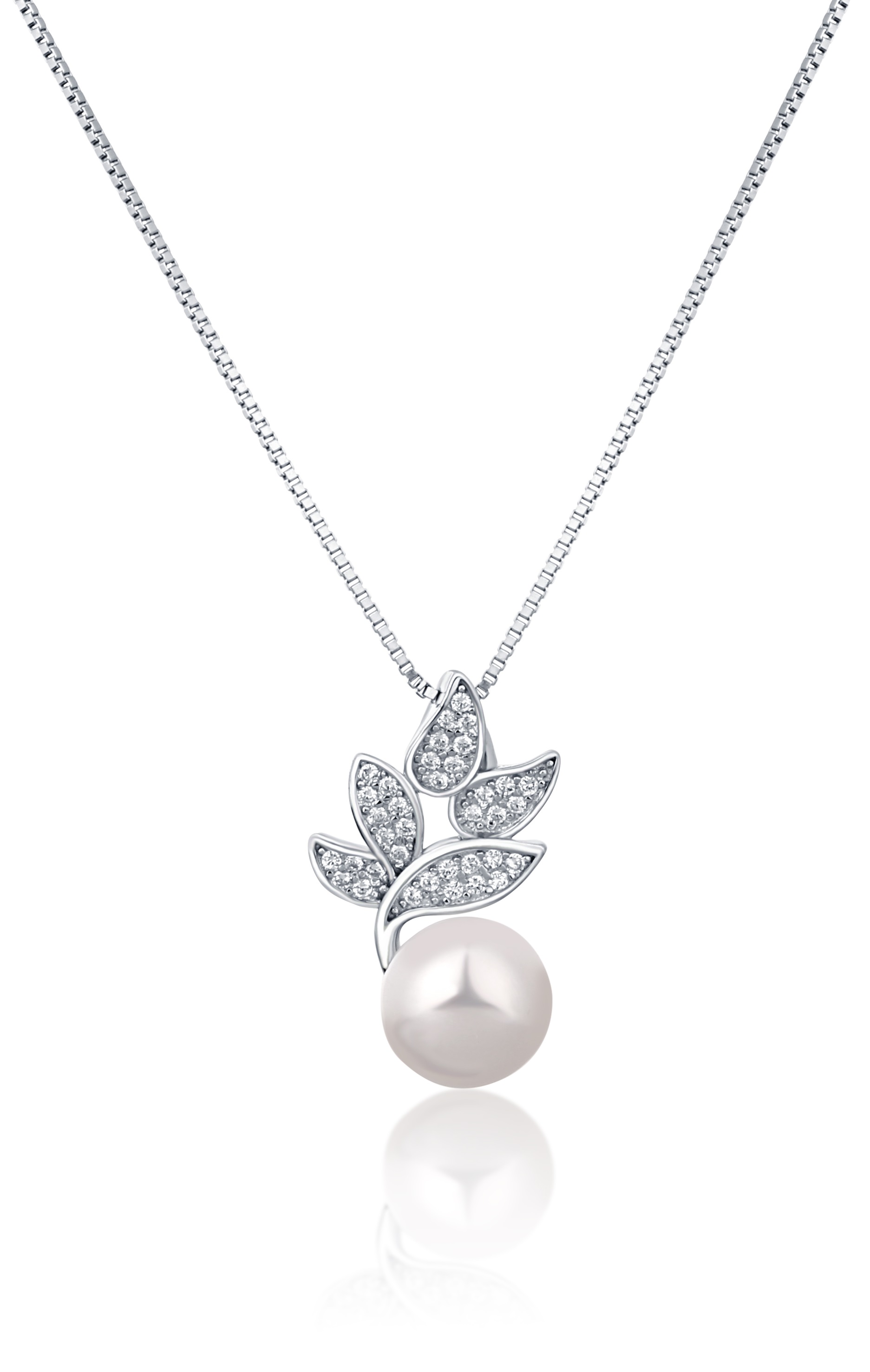 JwL Luxury Pearls Prekrásny strieborný náhrdelník s pravou perlou a zirkónmi JL0785 (retiazka, prívesok)