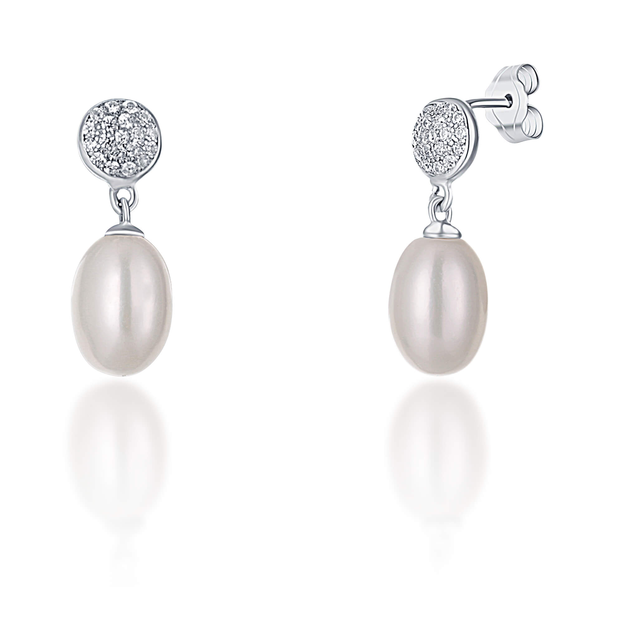 JwL Luxury Pearls Stříbrné náušnice s pravou perlou a zirkony JL0684