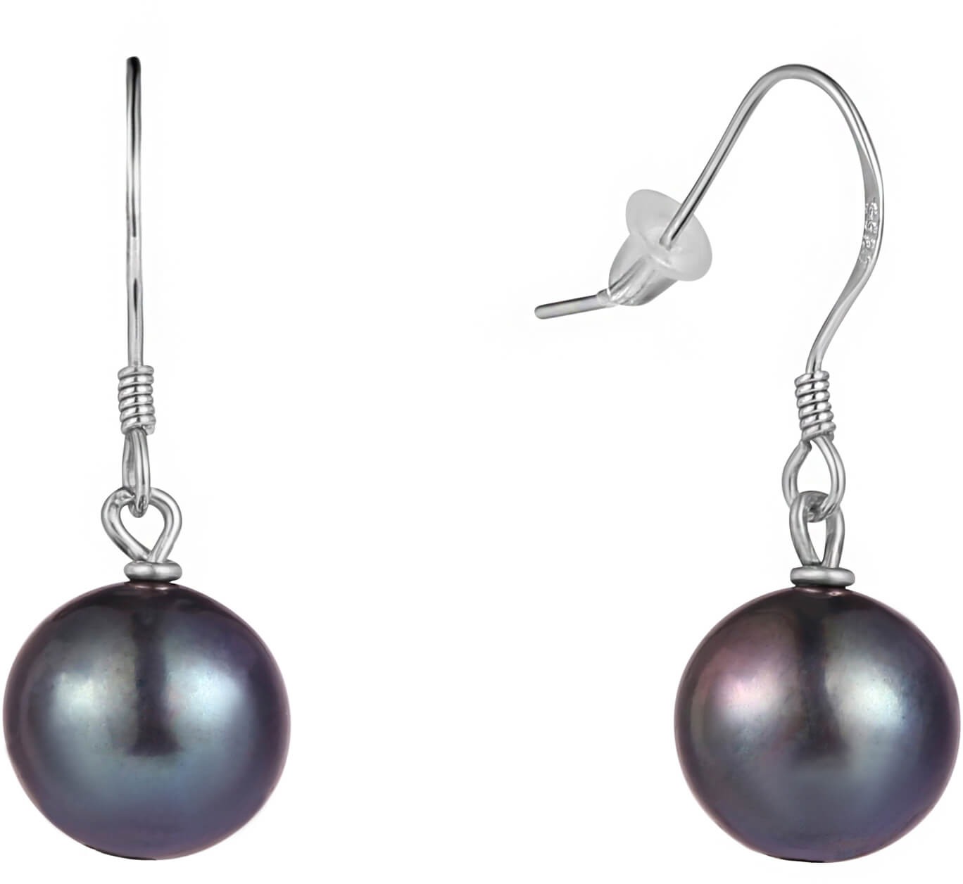 JwL Luxury Pearls Stříbrné náušnice s pravou černou perlou JL0595