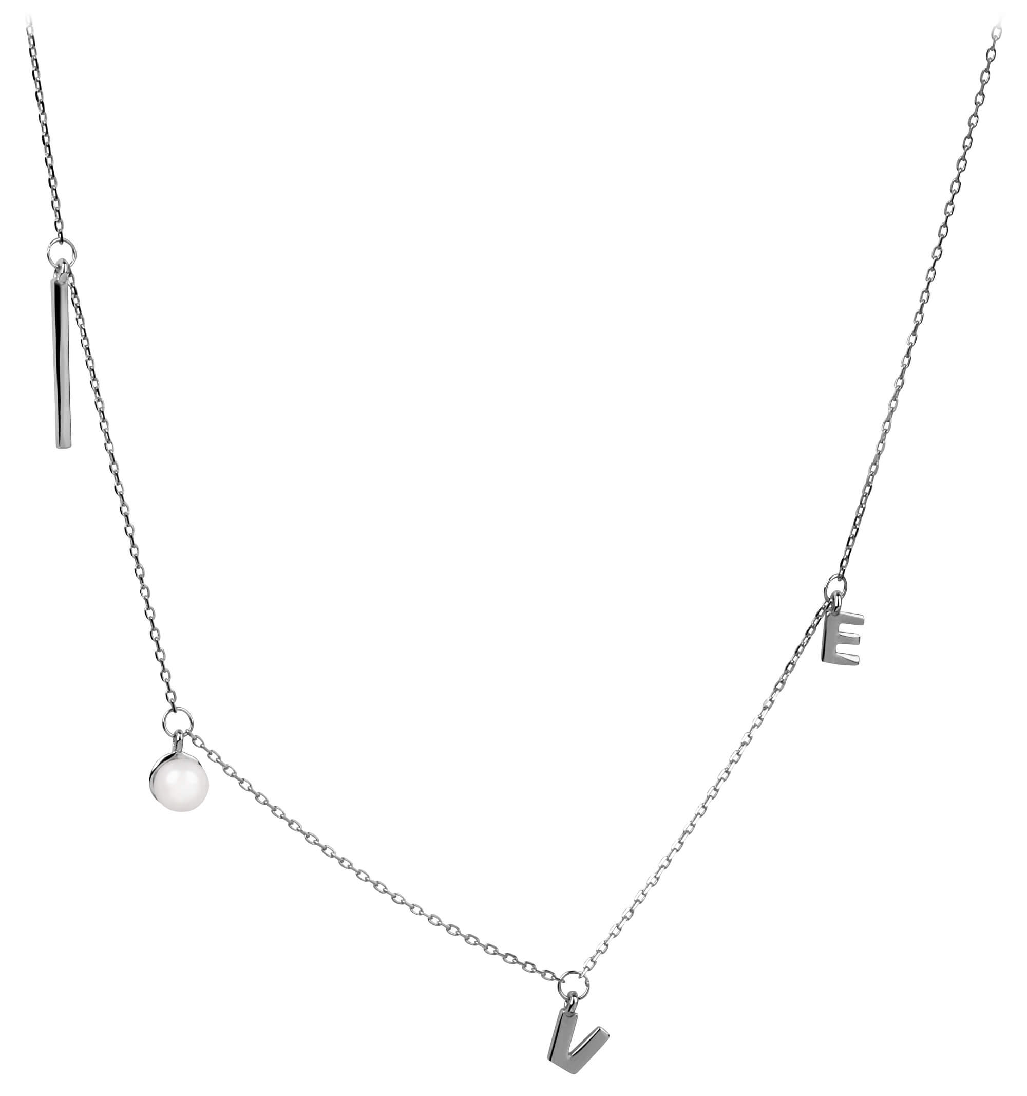 JwL Luxury Pearls Stříbrný náhrdelník Love s pravou perlou JL0340 + 2 měsíce na vrácení zboží