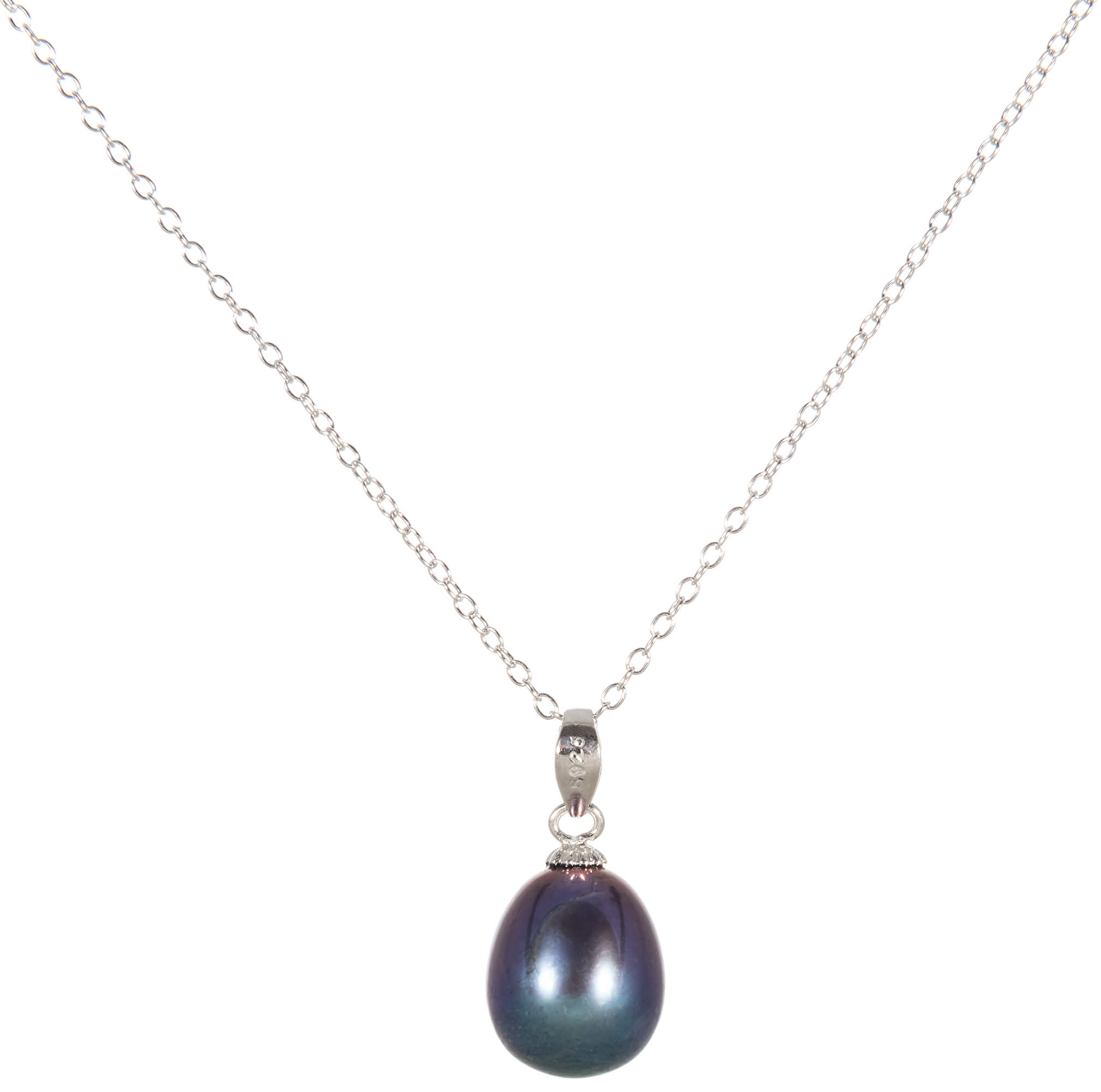 JwL Luxury Pearls Stříbrný náhrdelník s modrou perlou JL0438 (řetízek, přívěsek) 55 cm