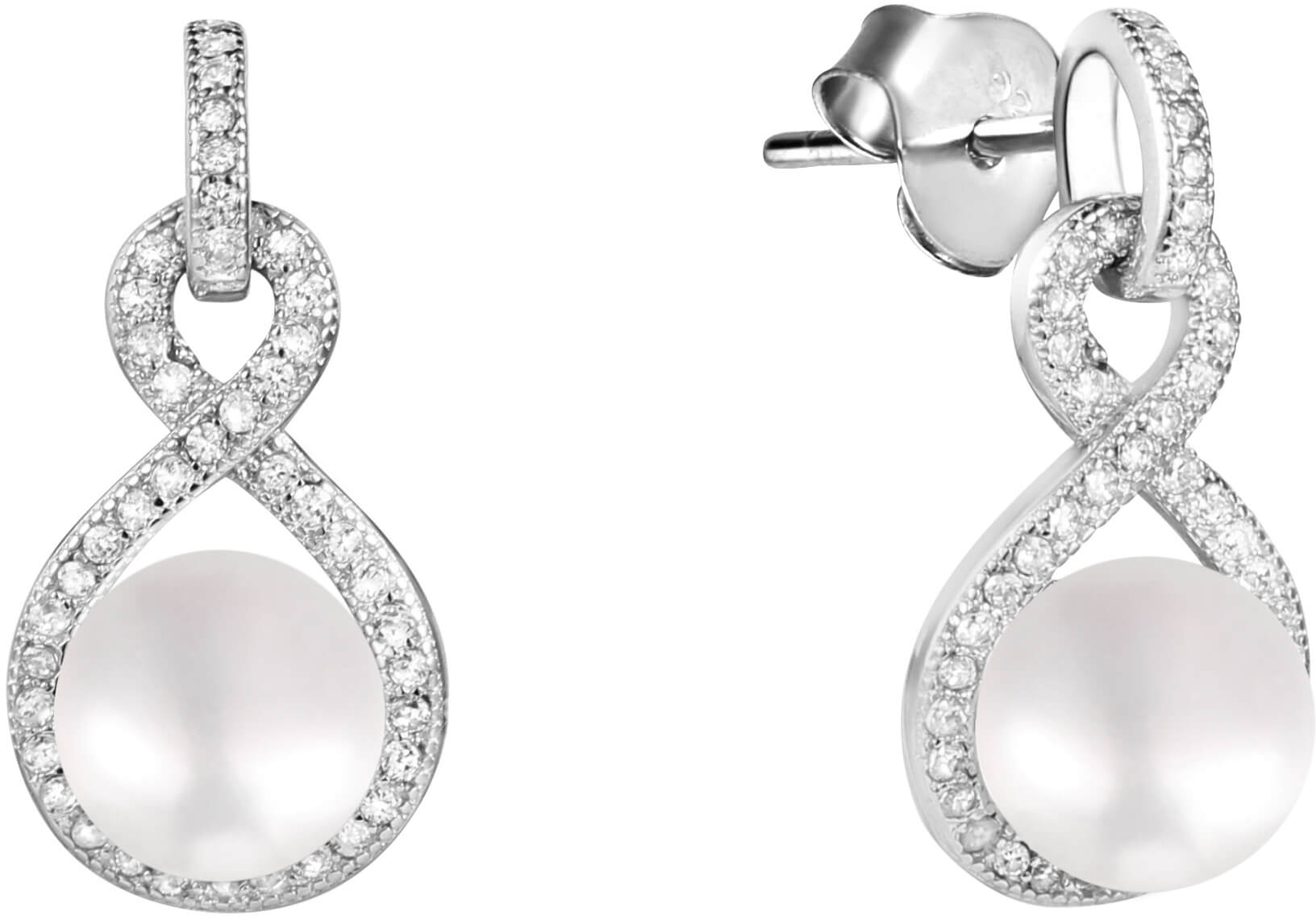 JwL Luxury Pearls Třpytivé náušnice s perlou a zirkony JL0593