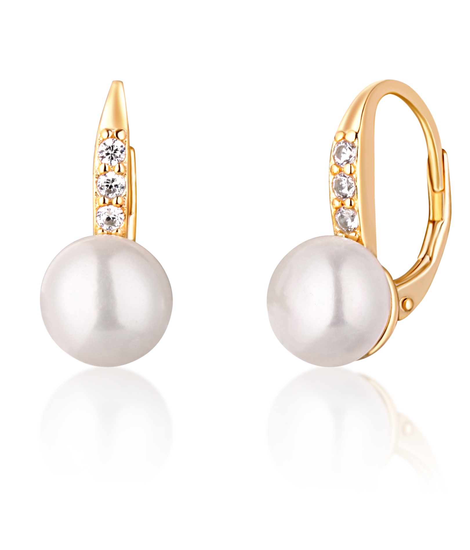 JwL Luxury Pearls Žlto pozlátené náušnice s perlami a zirkónmi JL0769