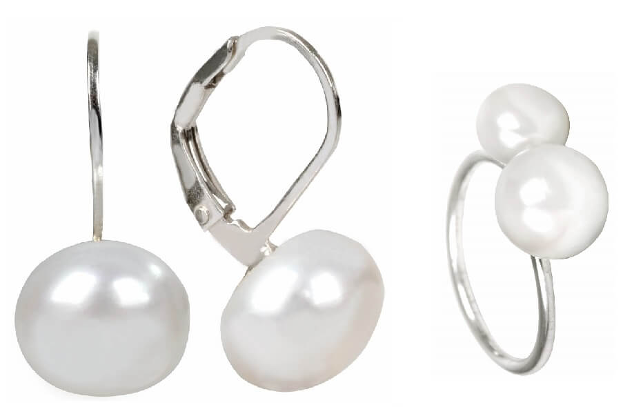 JwL Luxury Pearls Zvýhodněná perlová souprava šperků JL0022 a JL0058 (prsten, náušnice)