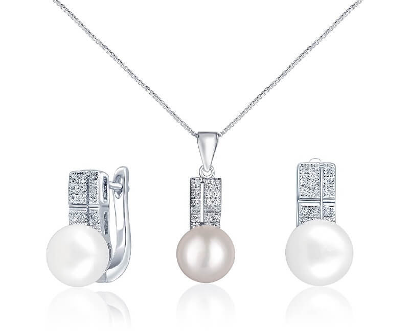 JwL Luxury Pearls Zvýhodněná perlová souprava šperků JL0644 a JL0645 (náhrdelník, náušnice)