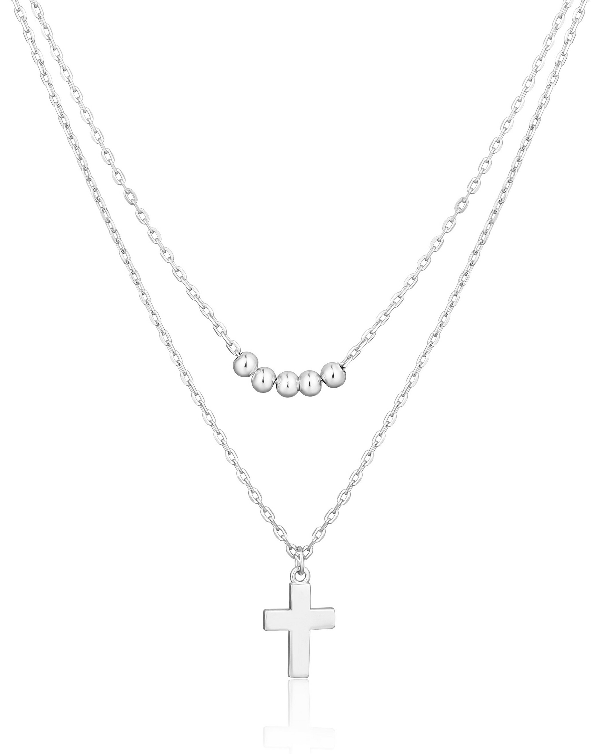 Levně JVD Dvojitý stříbrný náhrdelník Křížek SVLN0395X610045