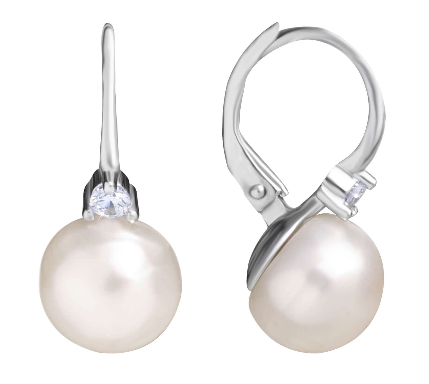 JVD Elegantné perlové náušnice so zirkónmi SVLE0873XH2P100