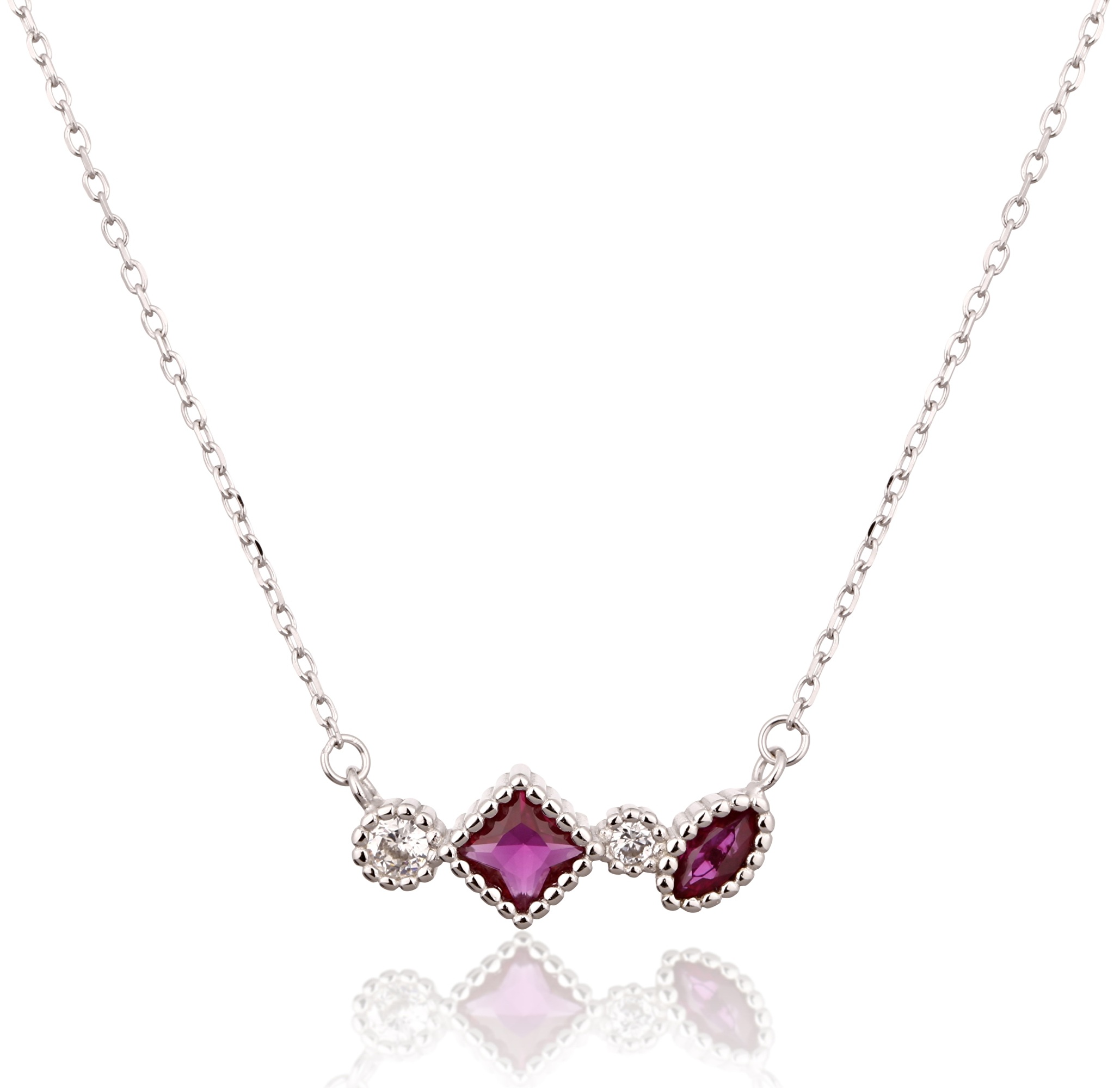 JVD Elegantní stříbrný náhrdelník s barevnými zirkony SVLN0532SH2R145