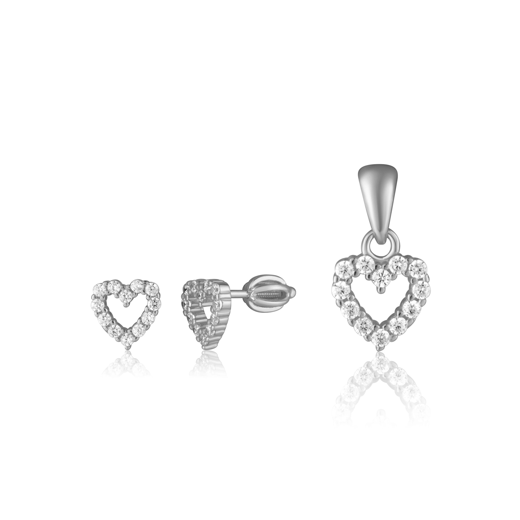JVD Krásna strieborná súprava šperkov Srdce SVLS0149SH2BI00 (prívesok, náušnice)