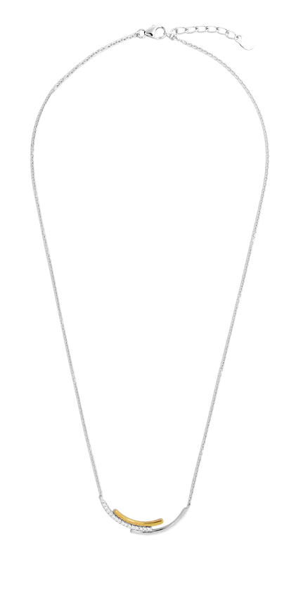 Levně JVD Módní stříbrný bicolor náhrdelník se zirkony SVLN0159XH8BK43