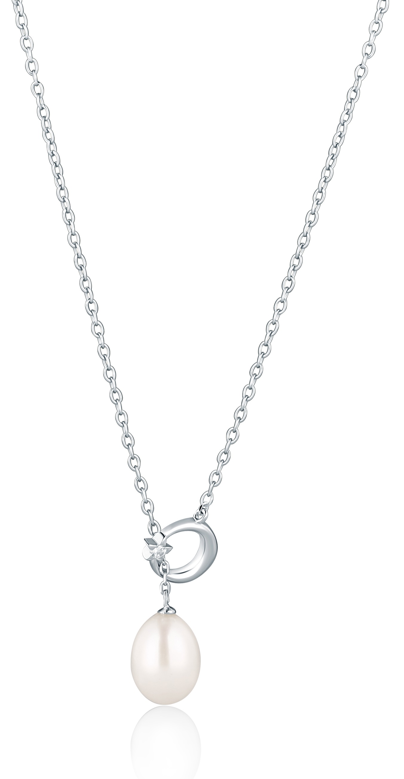 JVD Nežný strieborný náhrdelník s pravou perlou SVLN0694SD2P145