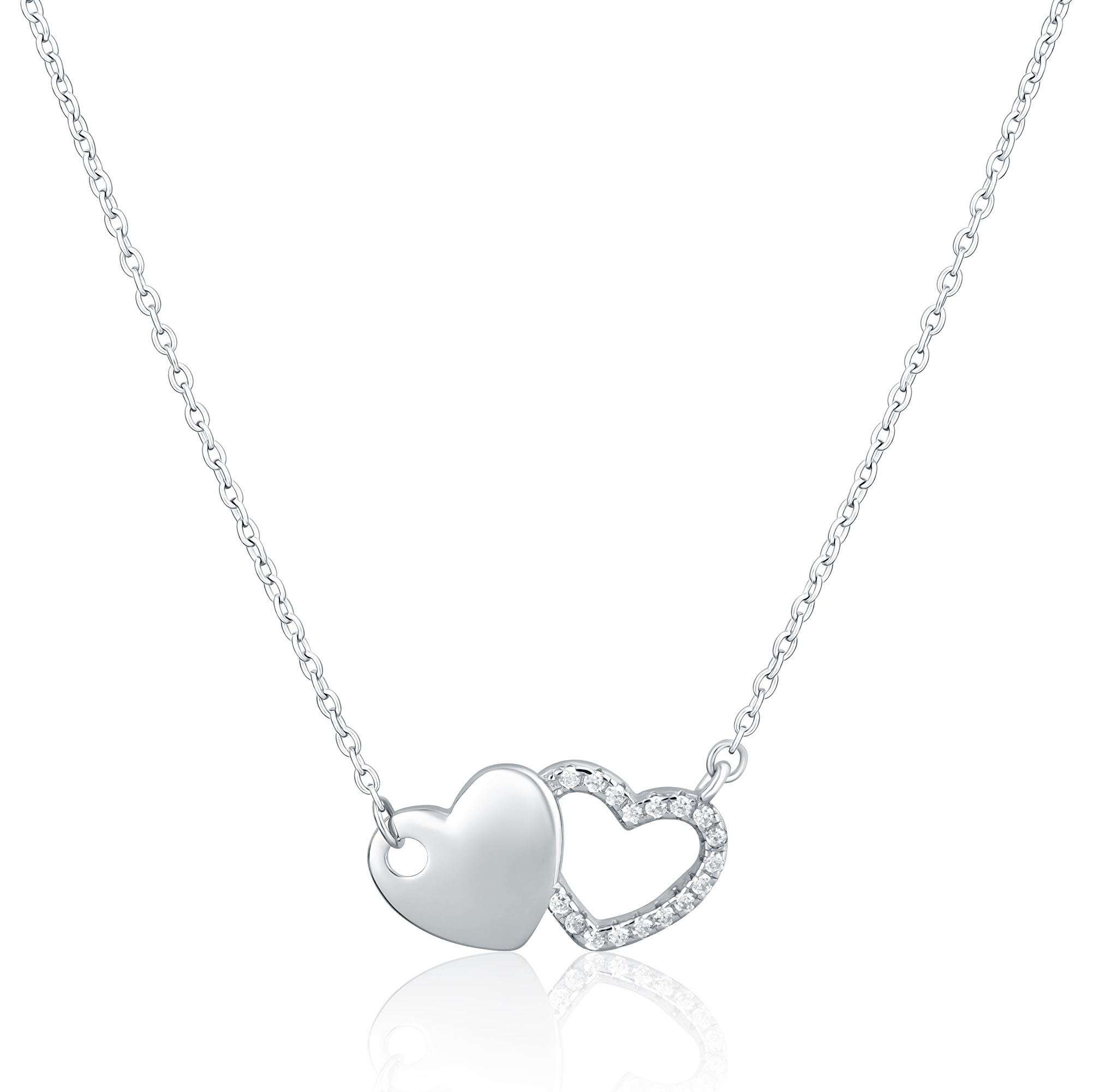 JVD Romantický náhrdelník zo striebra Spojené srdcia SVLN0438XH20045