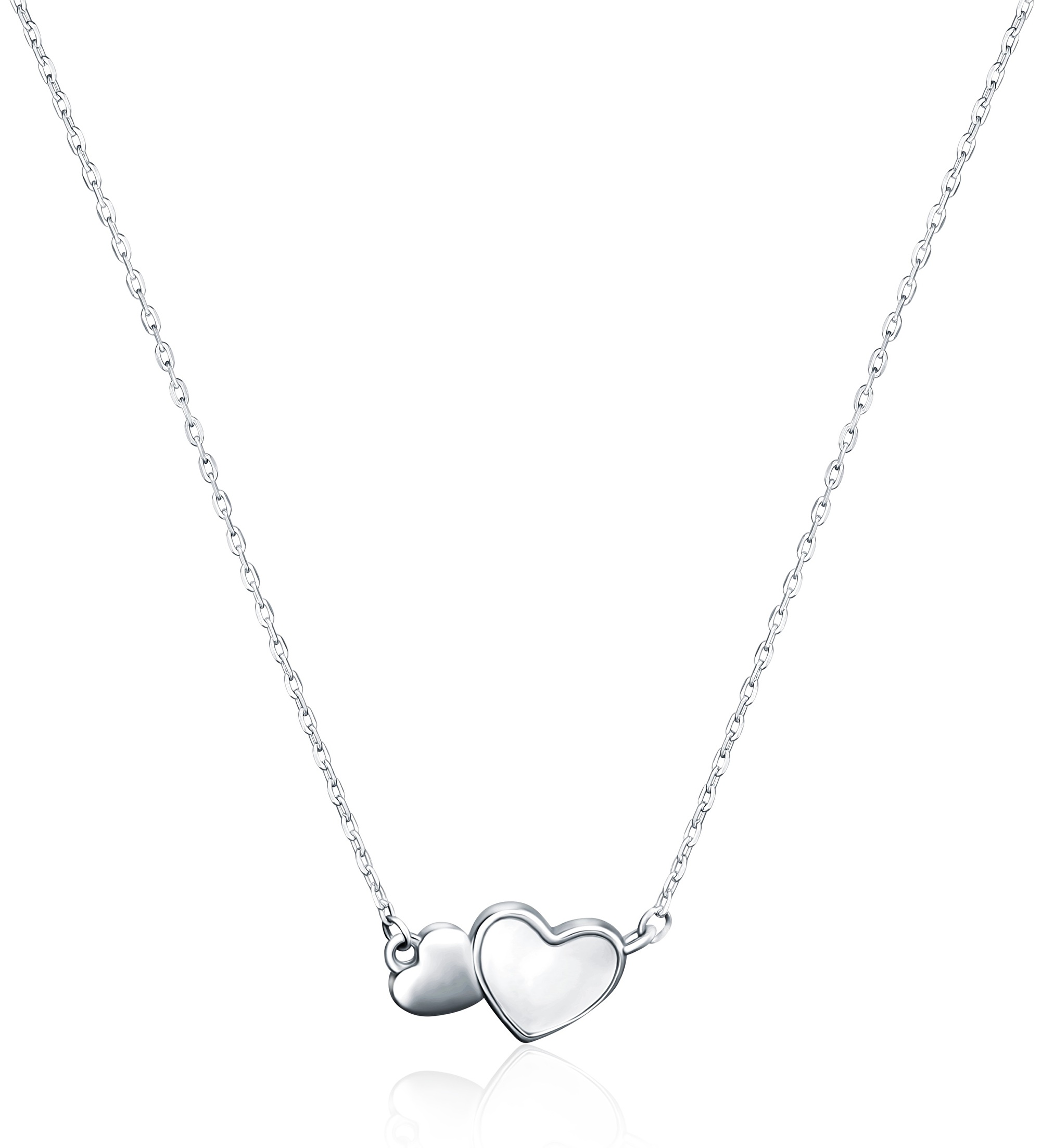 JVD Romantický stříbrný náhrdelník Spojená srdce SVLN0204XH2PL45