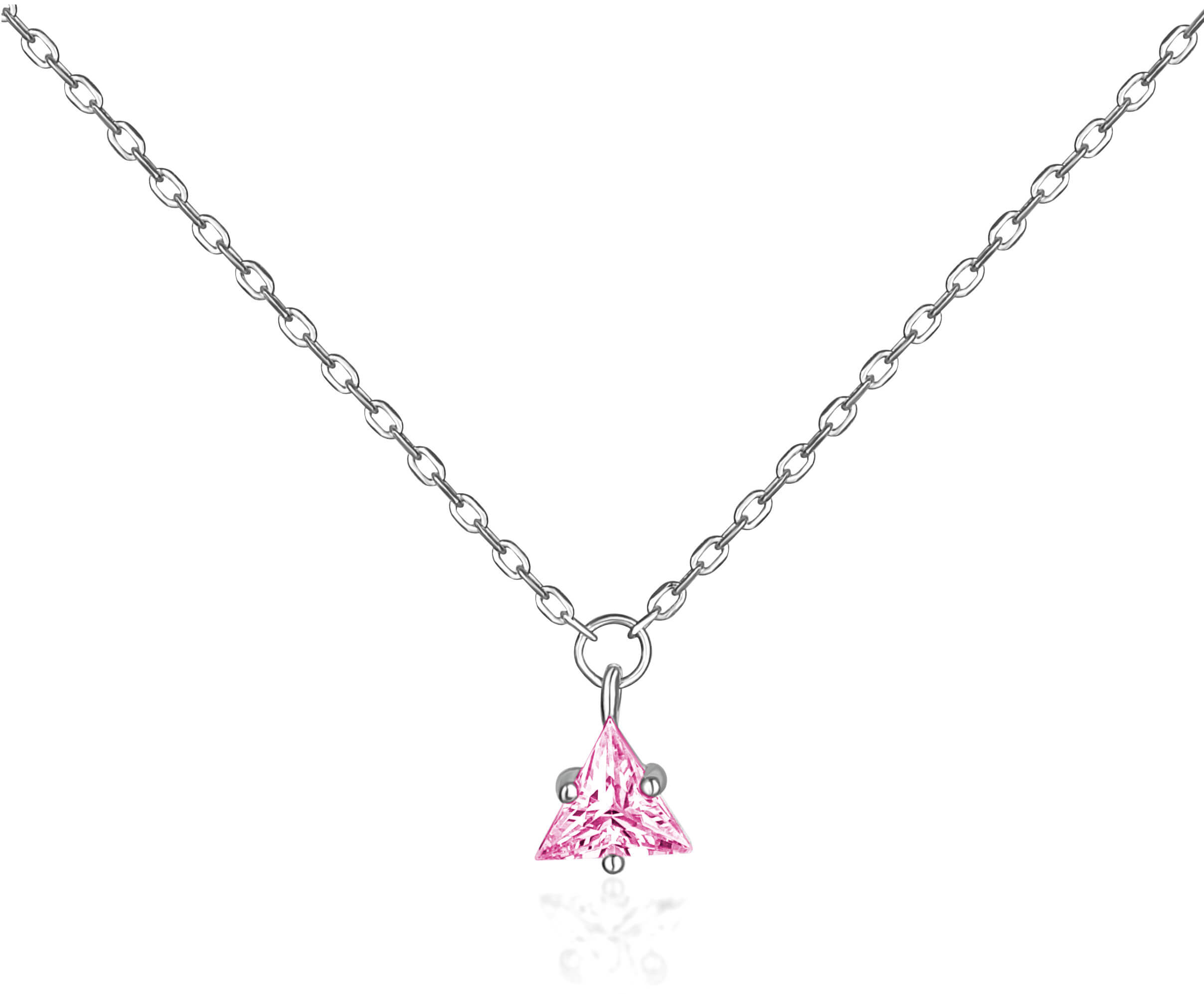 Levně JVD Stříbrný náhrdelník s růžovým zirkonem SVLN0362SH2R242
