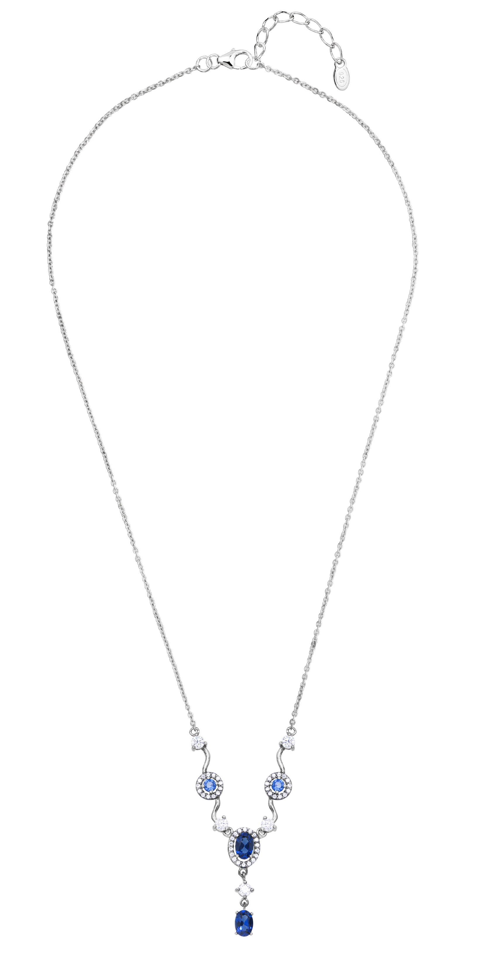 Levně JVD Stříbrný náhrdelník s tanzanitem a zirkony SVLN0670SH8M100