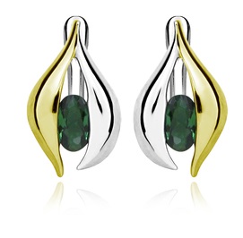 JVD Stílusos bicolor fülbevaló zöld cirkónium kövekkel SVLE0357SH8Z100