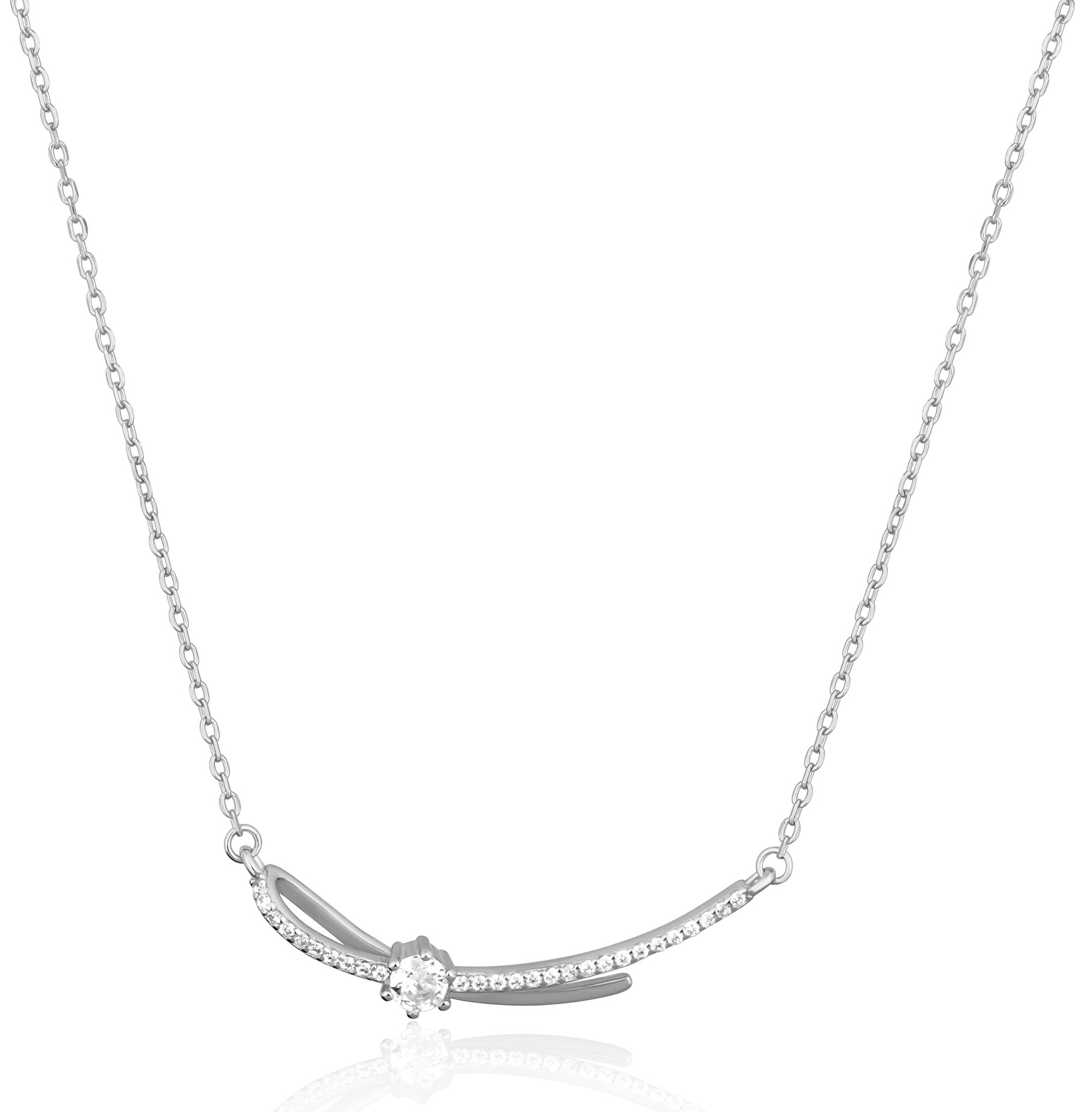 JVD Štýlový strieborný náhrdelník so zirkónmi SVLN0446XH2BI45