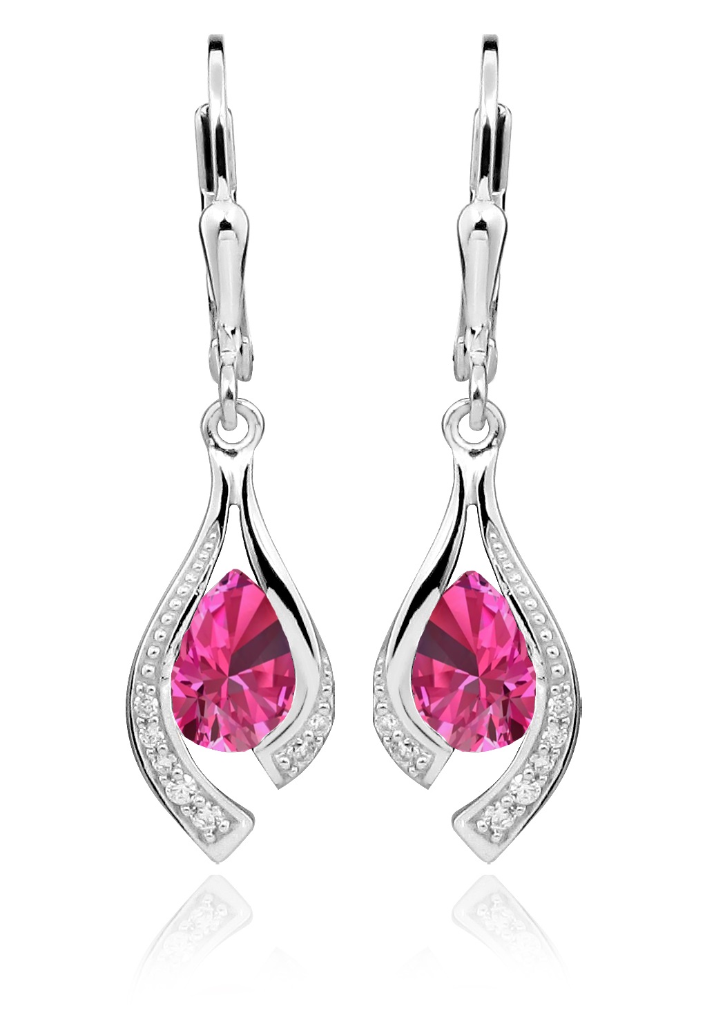 JVD Csillogó ezüst fülbevaló rózsaszín cirkónium kővel SVLE0010SH8R100