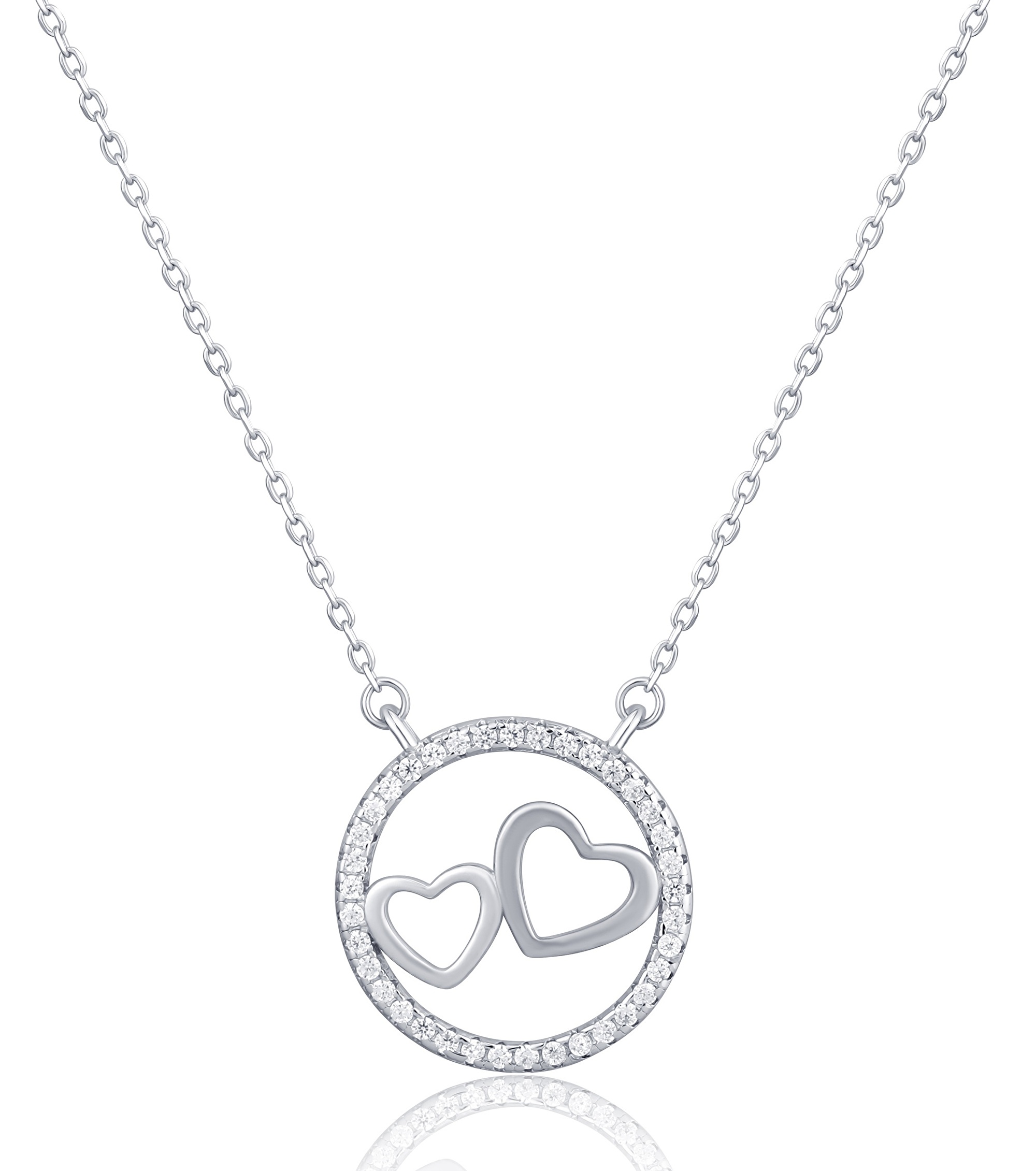 Levně JVD Zamilovaný náhrdelník ze stříbra se zirkony SVLN0435XH2RO45