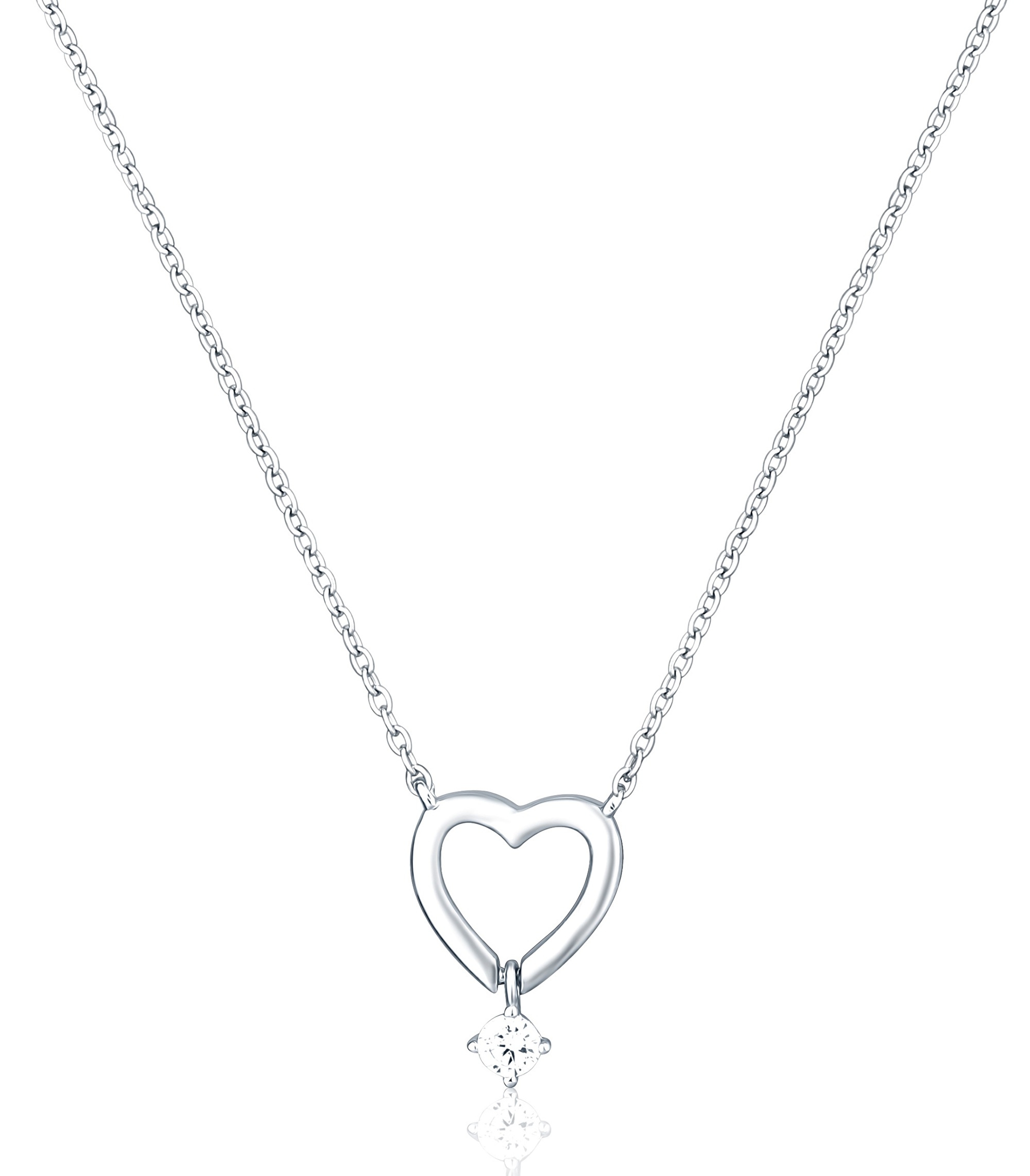JVD Zamilovaný stříbrný náhrdelník Srdce SVLN0391X61BI45