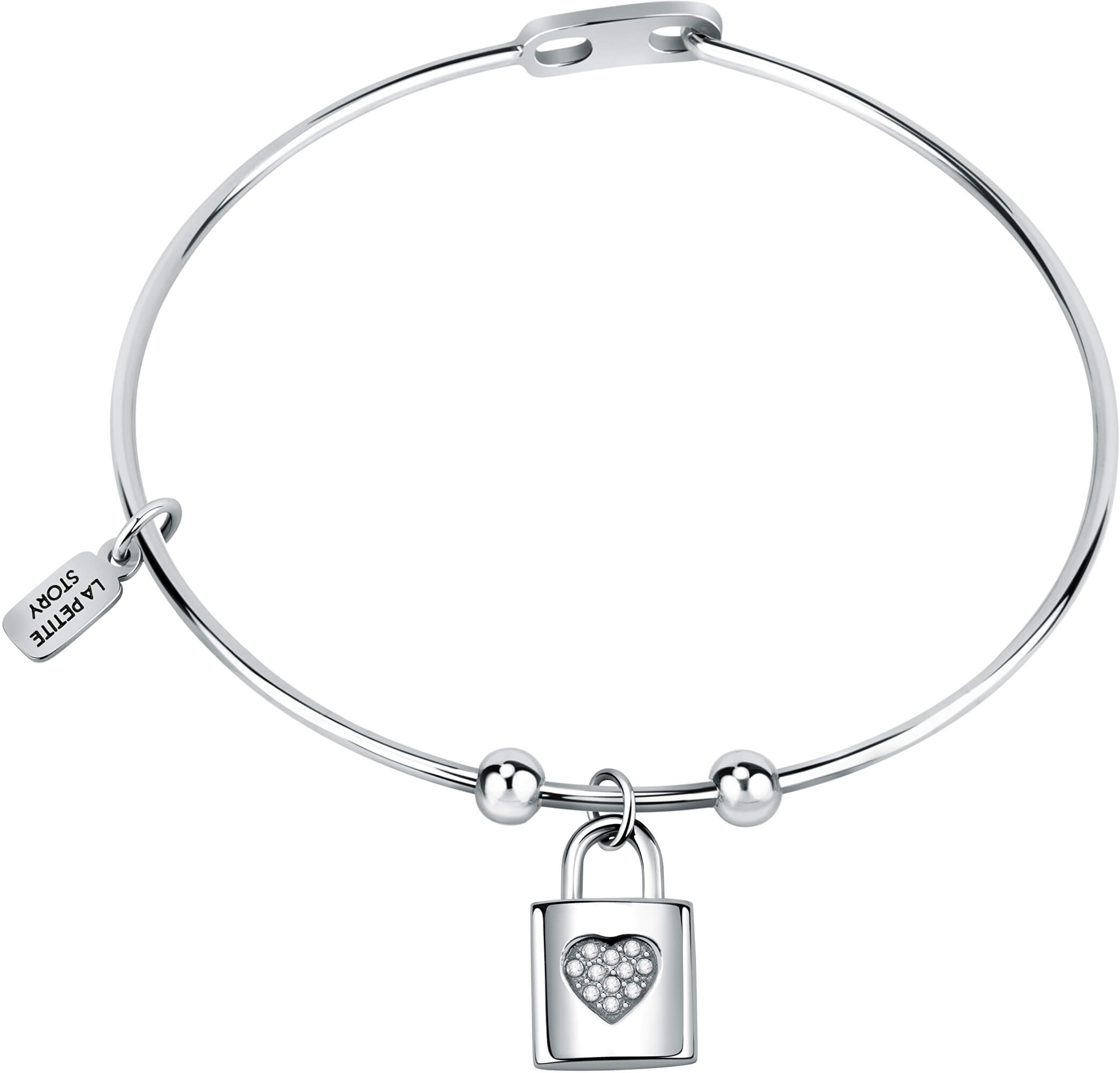 La Petite Story Bracciale rigido in acciaio con lucchetto Love LPS05ASD15