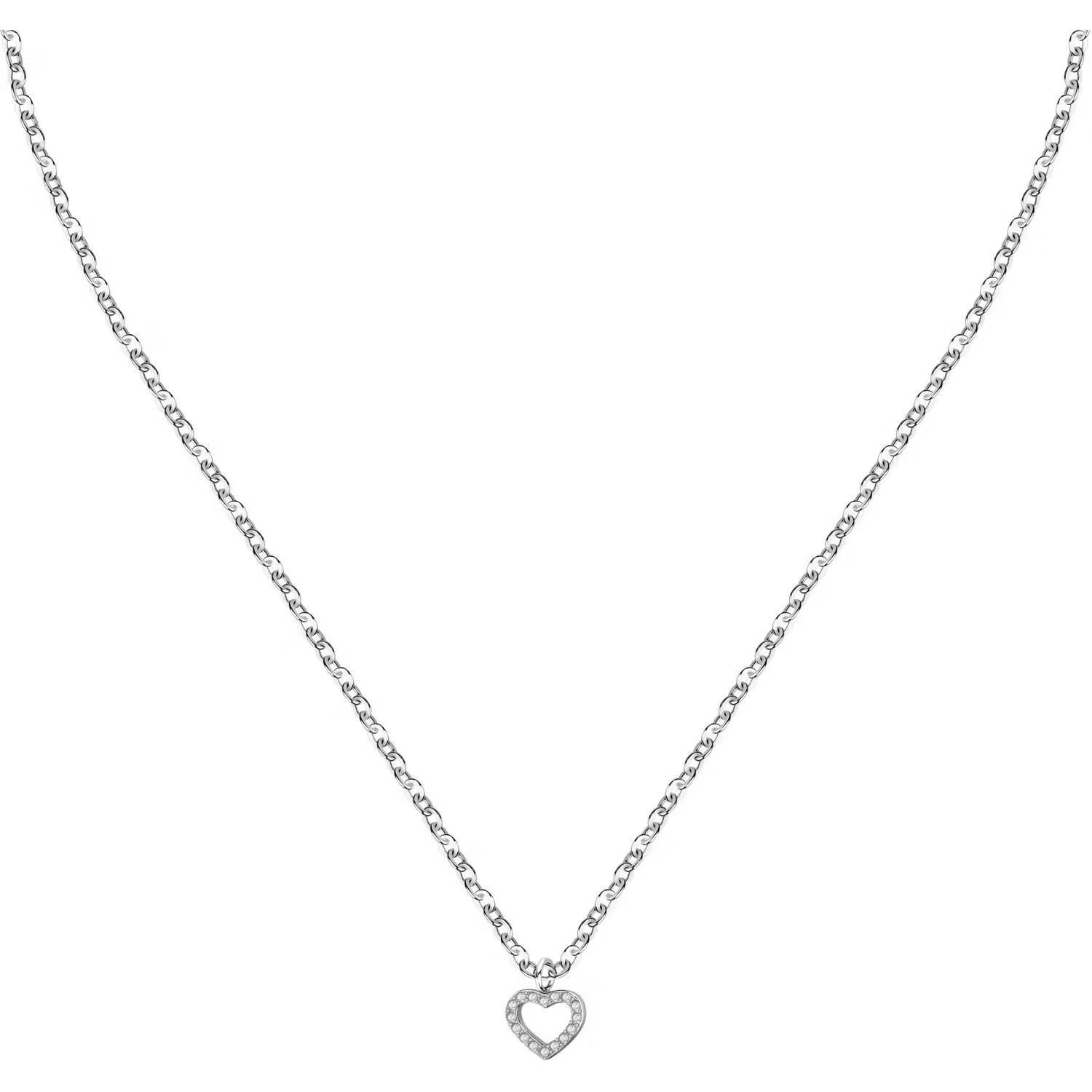 La Petite Story Romantický oceľový náhrdelník so srdiečkom Silver LPS10ASD23