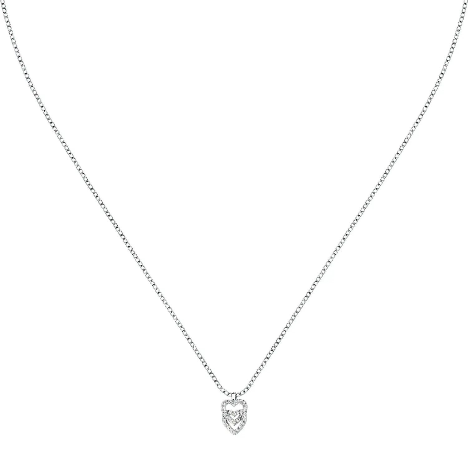 La Petite Story Strieborný náhrdelník Dvojité srdce so zirkónmi Silver LPS10AWV01