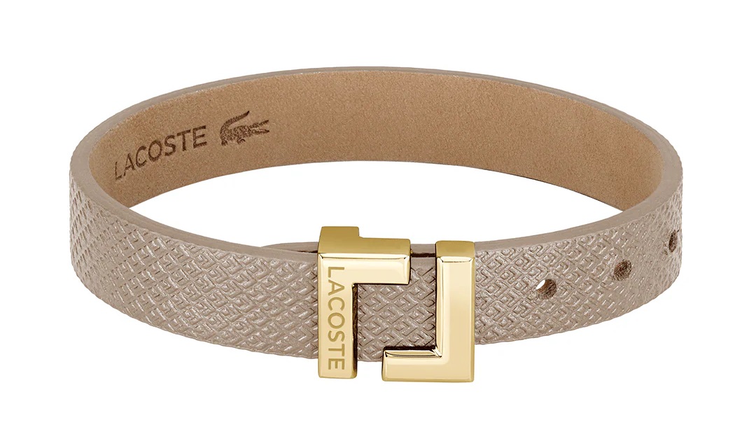 Lacoste Elegantní béžový kožený náramek Lura 2040216