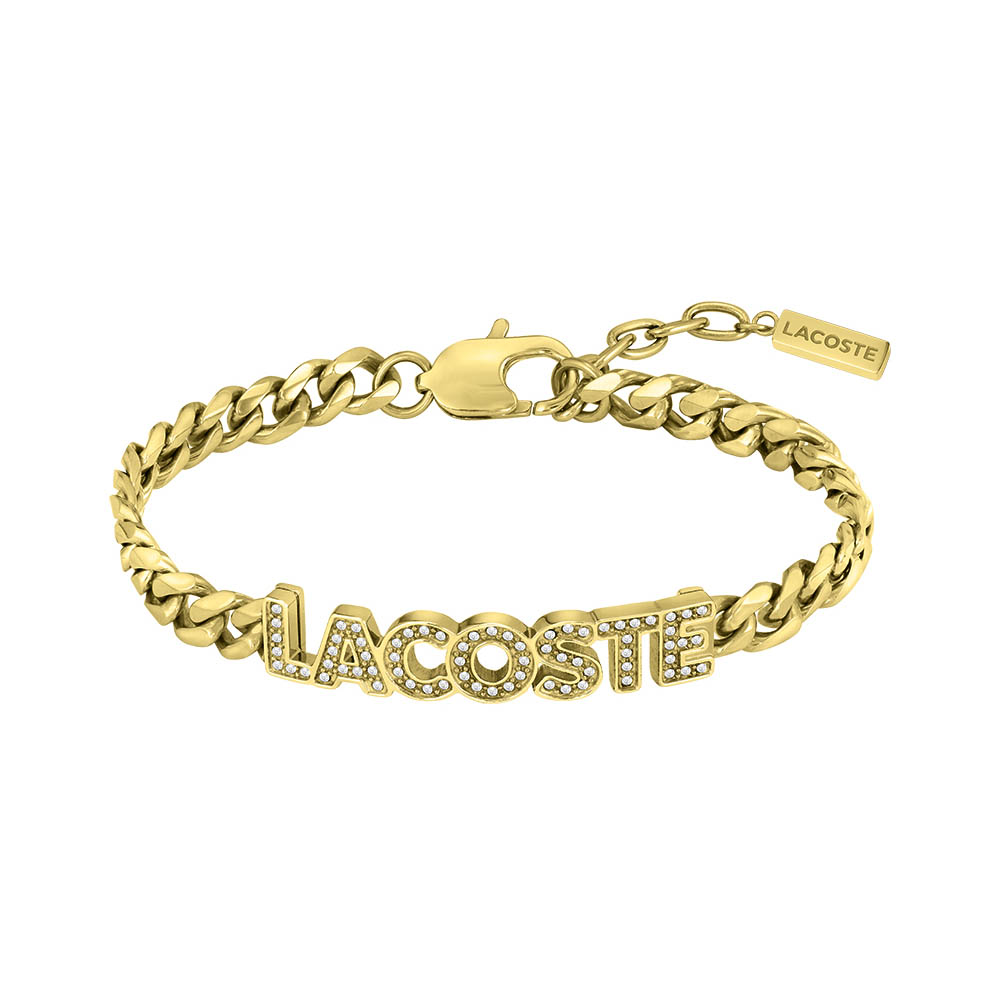 Lacoste Pozlacený dámský náramek z oceli Script 2040063