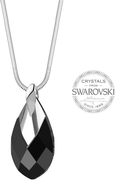 Levien -  Dámský náhrdelník s černým krystalem Pear Metcap