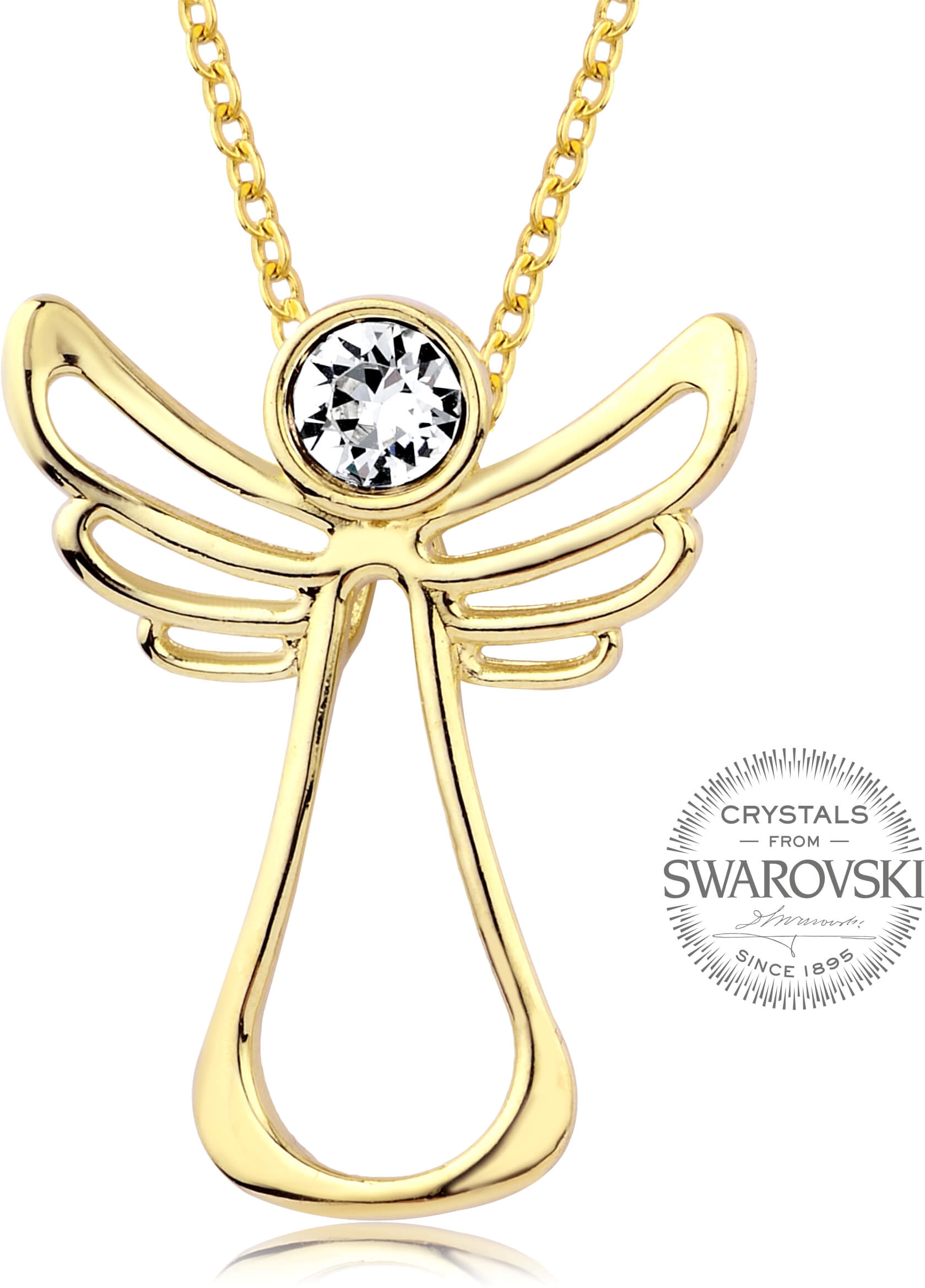 Levien Pozlátený náhrdelník s čírym kryštálom Guardian Angel