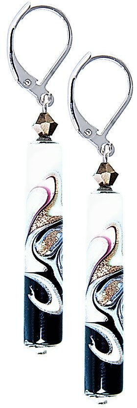 Lampglas Elegantné náušnice Black & White s unikátnou perlou Lampglas EPR11