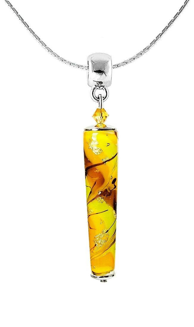Lampglas Fascinujúci náhrdelník Autumn Love s 24-karátovým zlatom v perle Lampglas NKR9