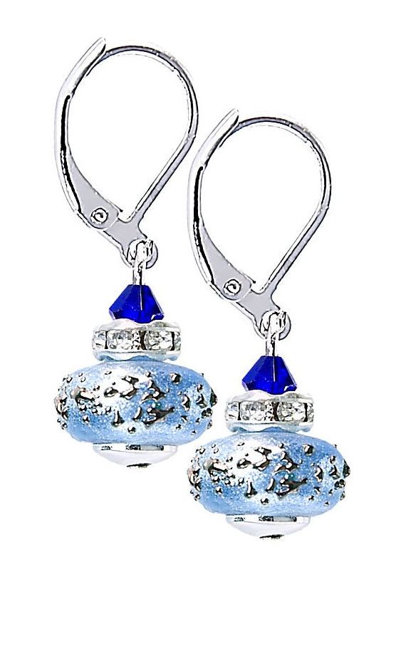 Lampglas -  Krásné náušnice Triple Blue 2 z perel Lampglas -  ECU34