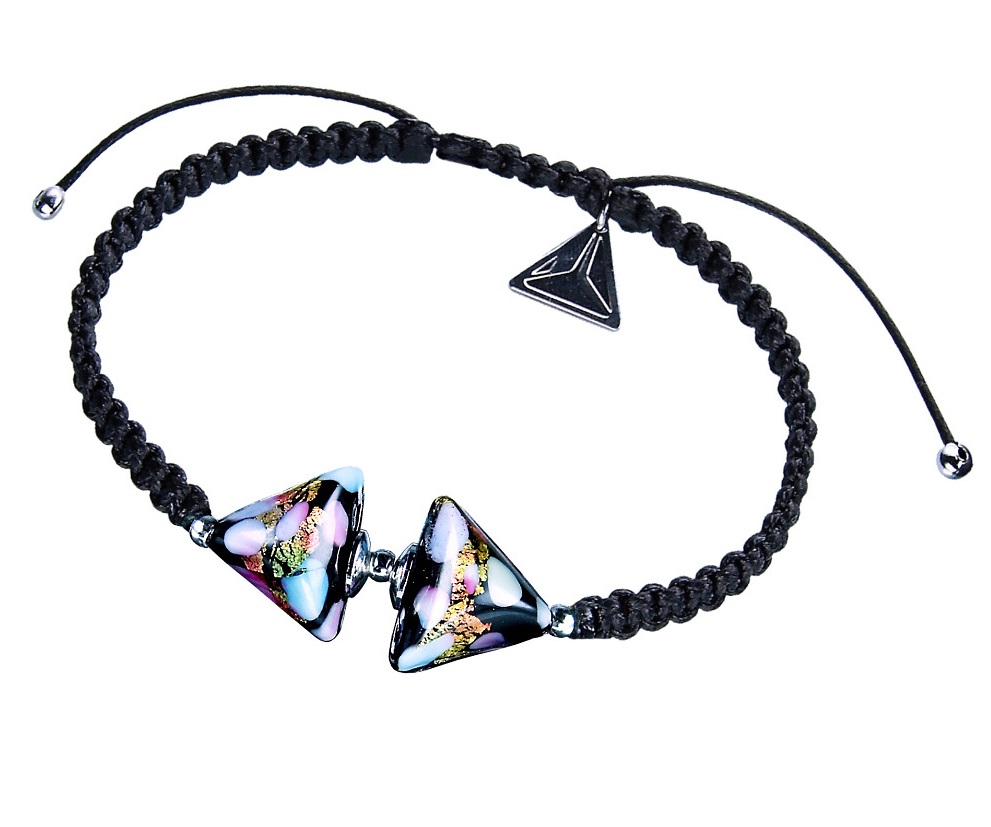 Lampglas Bellissimo bracciale Double Crazy Triangle con oro 24k in perle Lampglas BTA-D-15