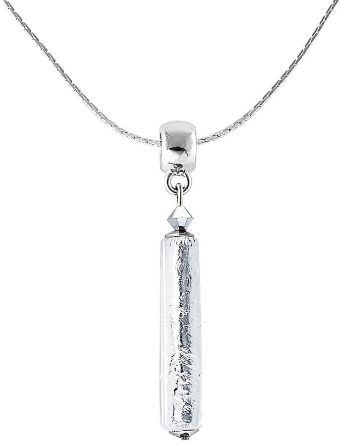Levně Lampglas Křišťálový náhrdelník Ice Queen s ryzím stříbrem v perle Lampglas NPR3