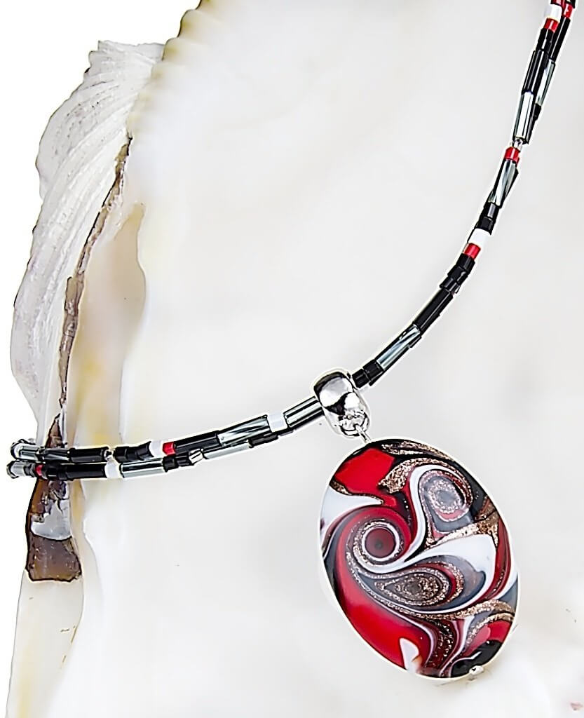 Levně Lampglas Magický náhrdelník Mayan Love s perlou Lampglas NP37