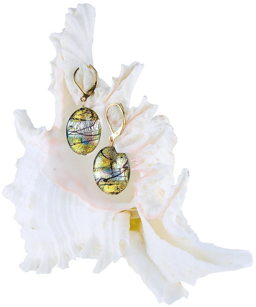 Lampglas Mysteriózní náušnice Gold Fantasy s 24karátovým zlatem a ryzím stříbrem v perlách Lampglas 