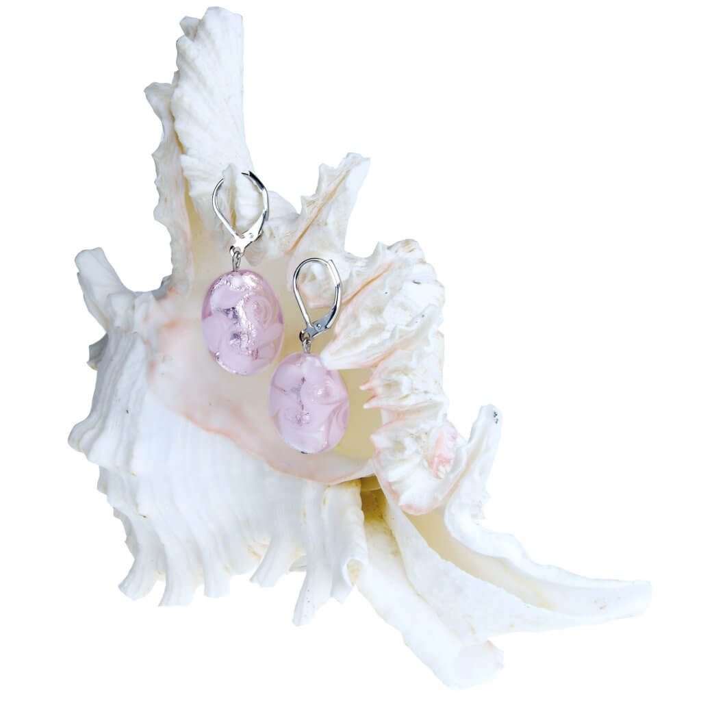 Levně Lampglas Něžné náušnice Pink Lace z perel Lampglas s ryzím stříbrem EP2