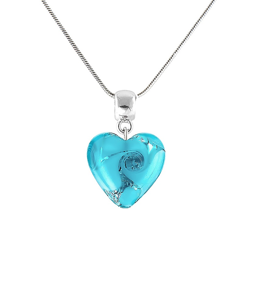 Lampglas Něžný náhrdelník Forest Heart s ryzím stříbrem v perle Lampglas NLH10