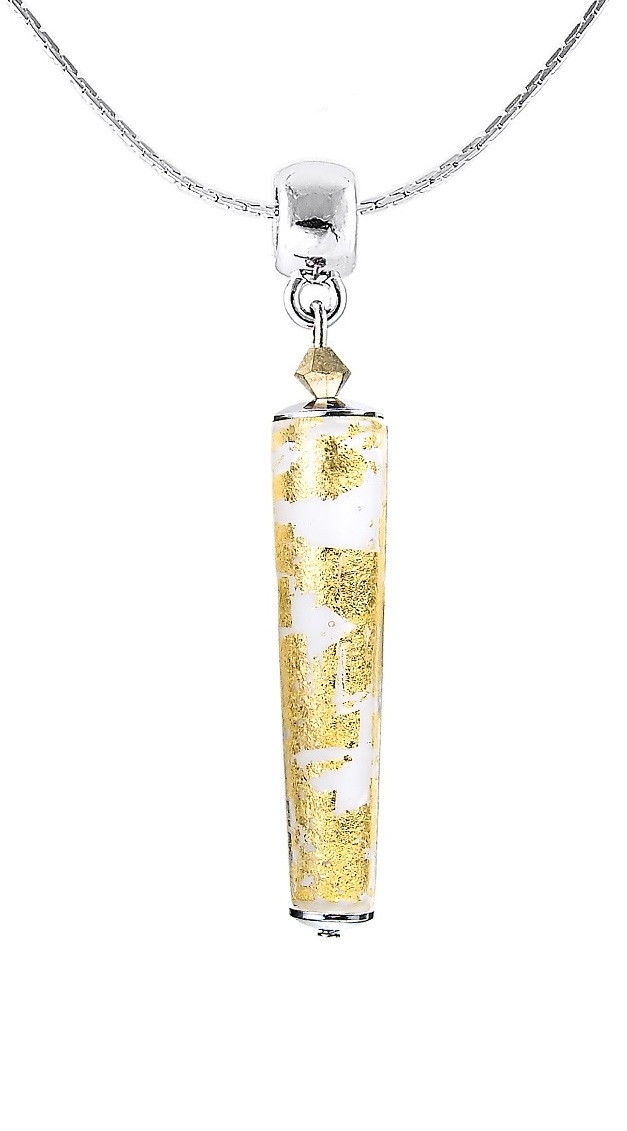 Levně Lampglas Něžný náhrdelník Golden Swan s 24karátovým zlatem v perle Lampglas